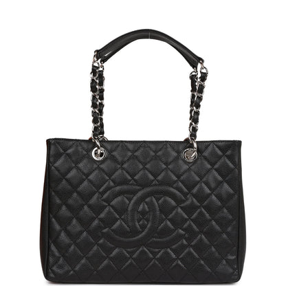 Chanel Grand Shopping Tote Gst Bag Black Caviar Silver Hardware