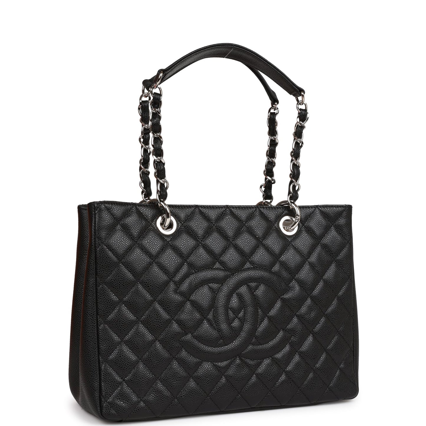 Chanel Grand Shopping Tote Gst Bag Black Caviar Silver Hardware