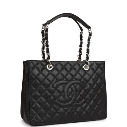 Chanel Grand Shopping Tote Gst Bag Black Caviar Silver Hardware