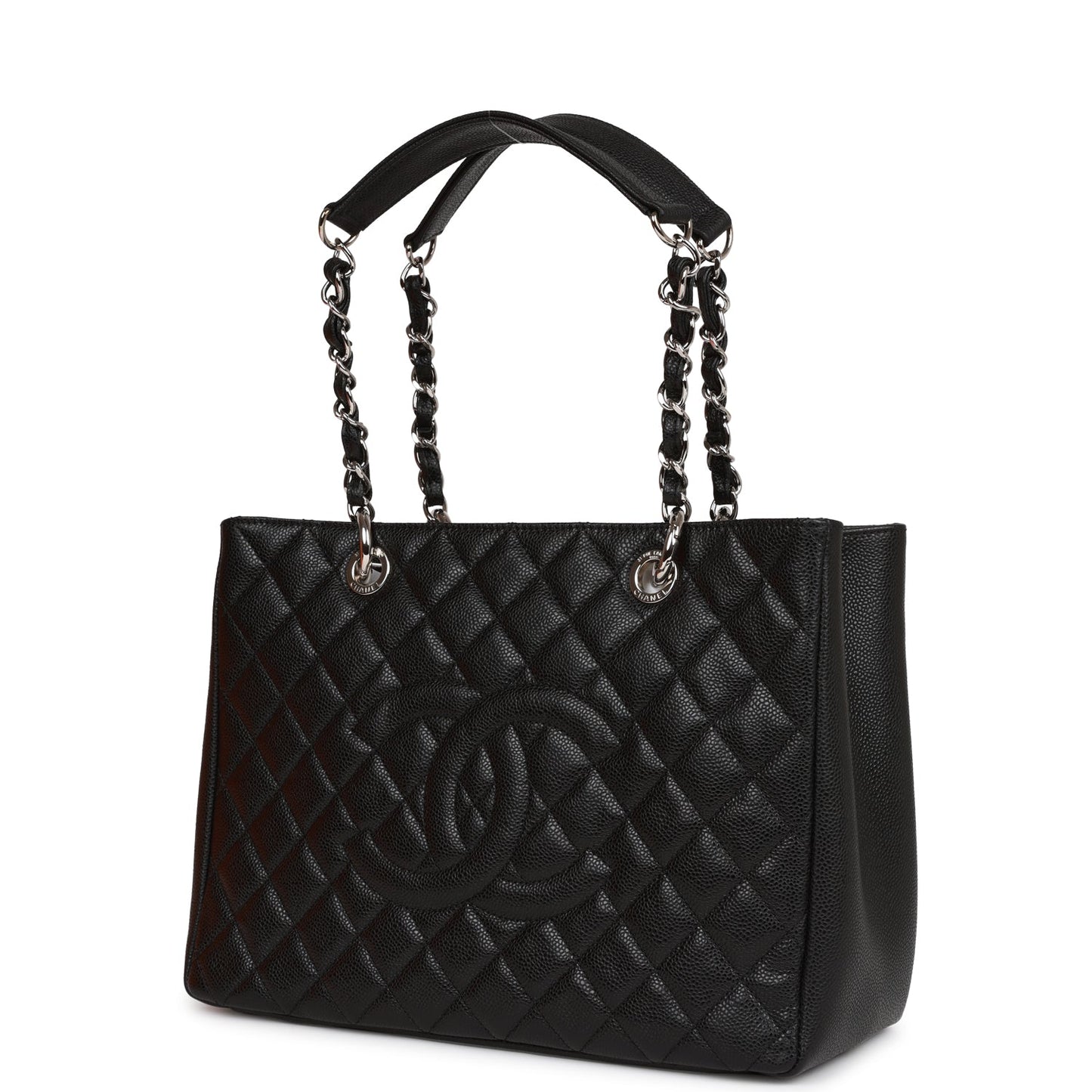 Chanel Grand Shopping Tote Gst Bag Black Caviar Silver Hardware