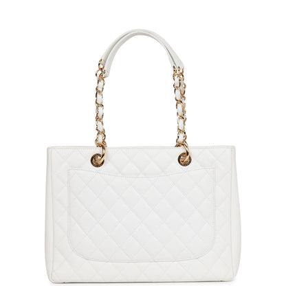 Chanel Grand Shopping Tote Gst Bag White Caviar Gold Hardware