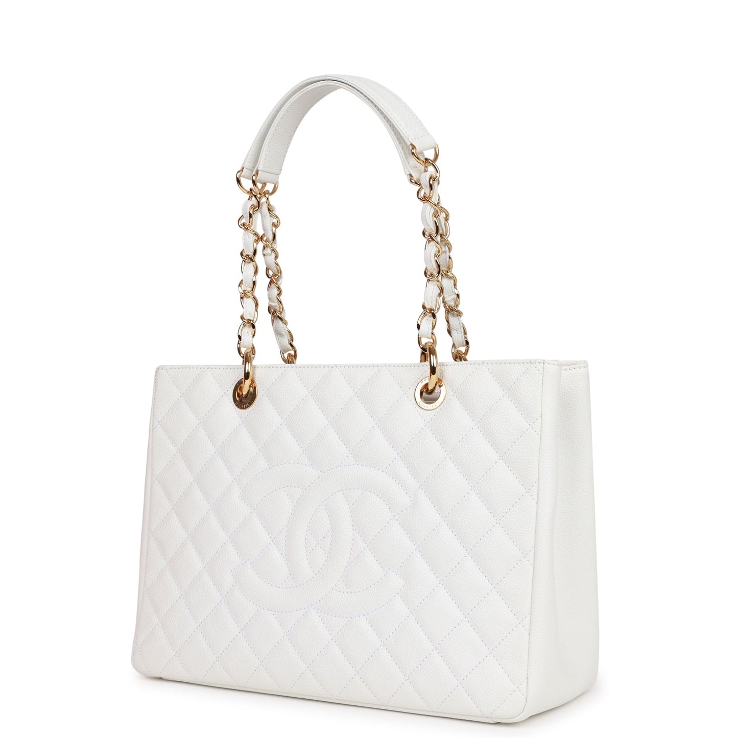 Chanel Grand Shopping Tote Gst Bag White Caviar Gold Hardware