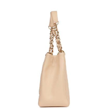 Chanel Grand Shopping Tote Gst Bag Beige Caviar Gold Hardware