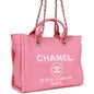 Chanel Small Deauville Shopping Bag Pink Boucle Silver Hardware