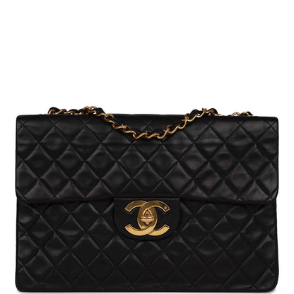 Chanel Xl Jumbo Flap Bag Black Lambskin Gold Hardware