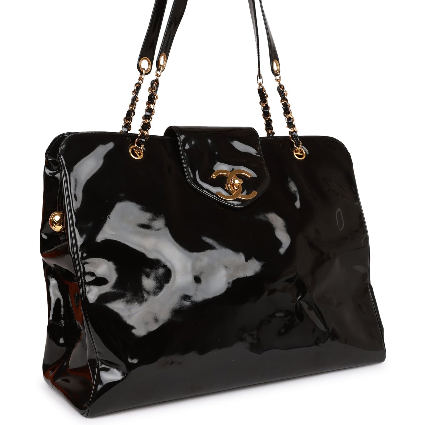 Chanel Supermodel Weekender Tote Bag Black Patent Gold Hardware