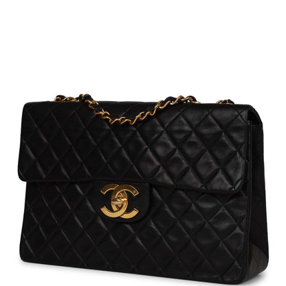 Chanel Xl Jumbo Flap Bag Black Lambskin Gold Hardware
