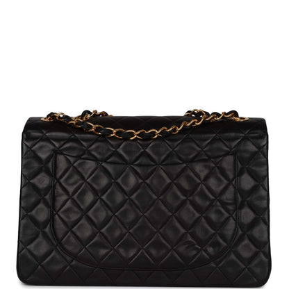 Chanel Xl Jumbo Flap Bag Black Lambskin Gold Hardware