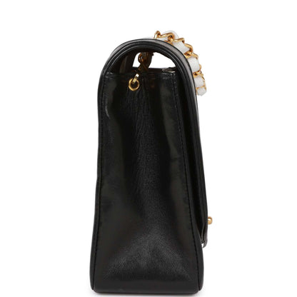 Chanel Medium Diana Flap Bag White And Black Lambskin Gold Hardware
