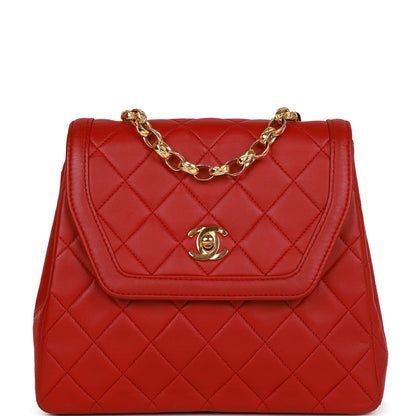 Chanel Trapeze Flap Bag Red Lambskin Gold Hardware