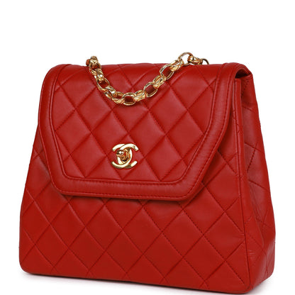 Chanel Trapeze Flap Bag Red Lambskin Gold Hardware