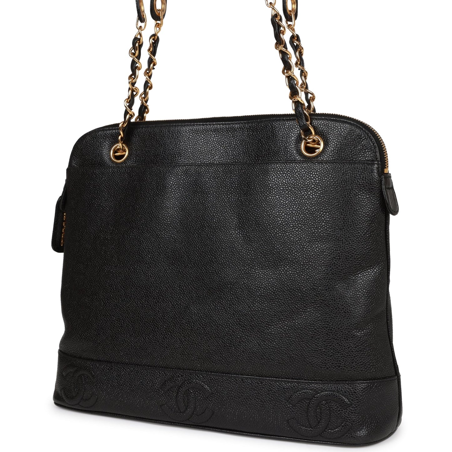 Chanel Triple Cc Tote Bag Black Caviar Gold Hardware