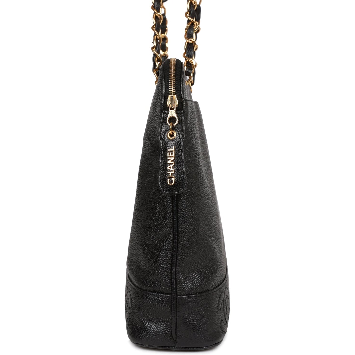 Chanel Triple Cc Tote Bag Black Caviar Gold Hardware