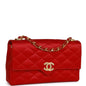 Chanel Small Flap Bag Red Satin Gold Hardware