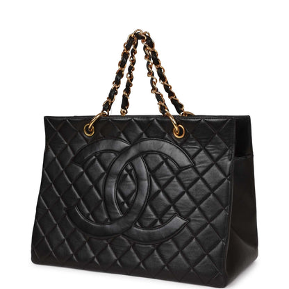Chanel Grand Cc Timeless Tote Bag Black Lambskin Gold Hardware