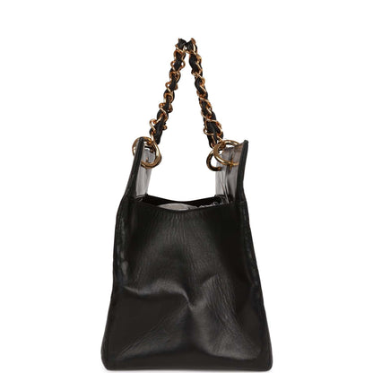 Chanel Grand Cc Timeless Tote Bag Black Lambskin Gold Hardware
