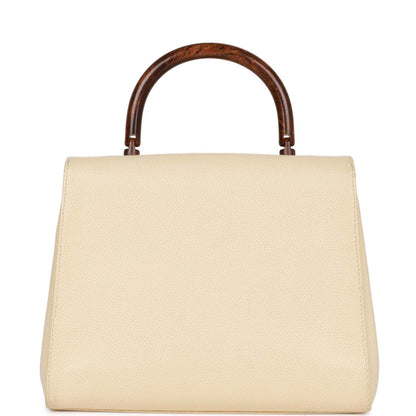 Chanel Wood Top Handle Kelly Ivory Caviar
