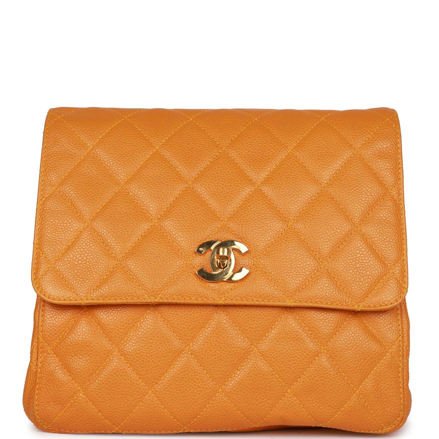 Chanel Flap Backpack Orange Caviar Gold Hardware
