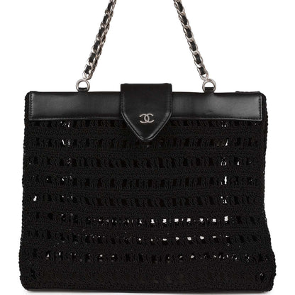 Chanel Supermodel Tote Black Crochet Aged Silver Hardware