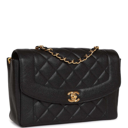 Chanel Medium Diana Flap Bag Black Caviar Gold Hardware