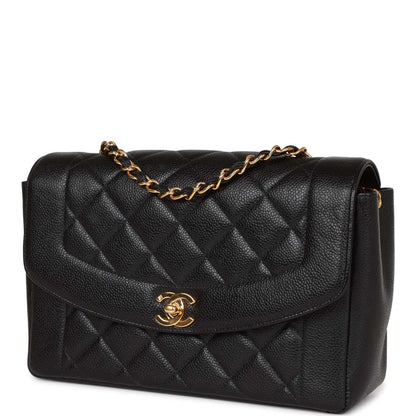 Chanel Medium Diana Flap Bag Black Caviar Gold Hardware