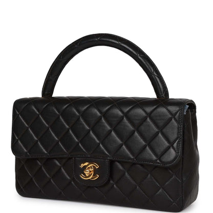 Chanel Kelly Parent Flap Bag Black Lambskin Gold Hardware