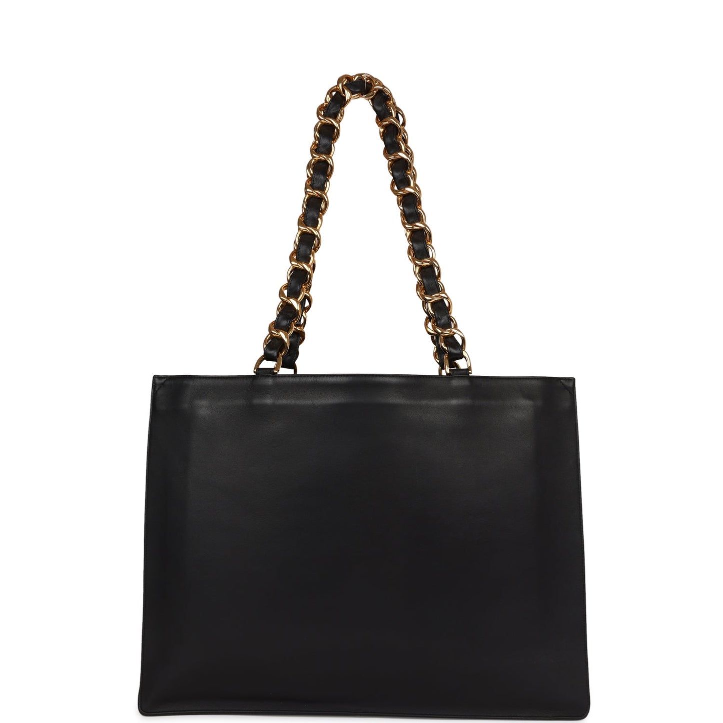 Chanel Cc Chain Shopping Tote Bag Black Lambskin Gold Hardware