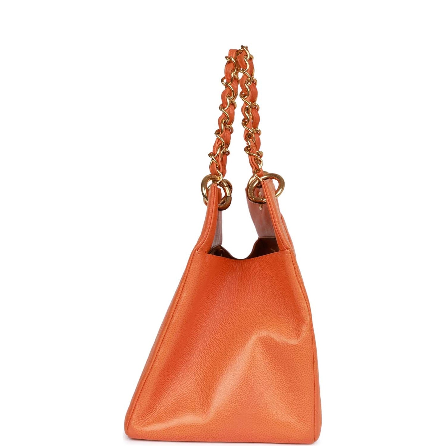 Chanel Grand Cc Timeless Tote Bag Orange Caviar Gold Hardware