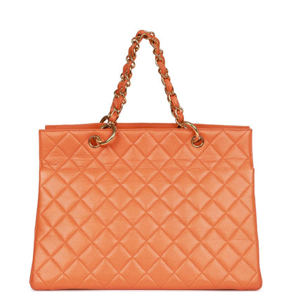 Chanel Grand Cc Timeless Tote Bag Orange Caviar Gold Hardware