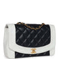 Chanel Small Diana Flap Bag White And Navy Lambskin Gold Hardware