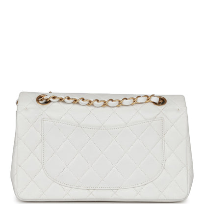Chanel Small Classic Double Flap White Lambskin Gold Hardware