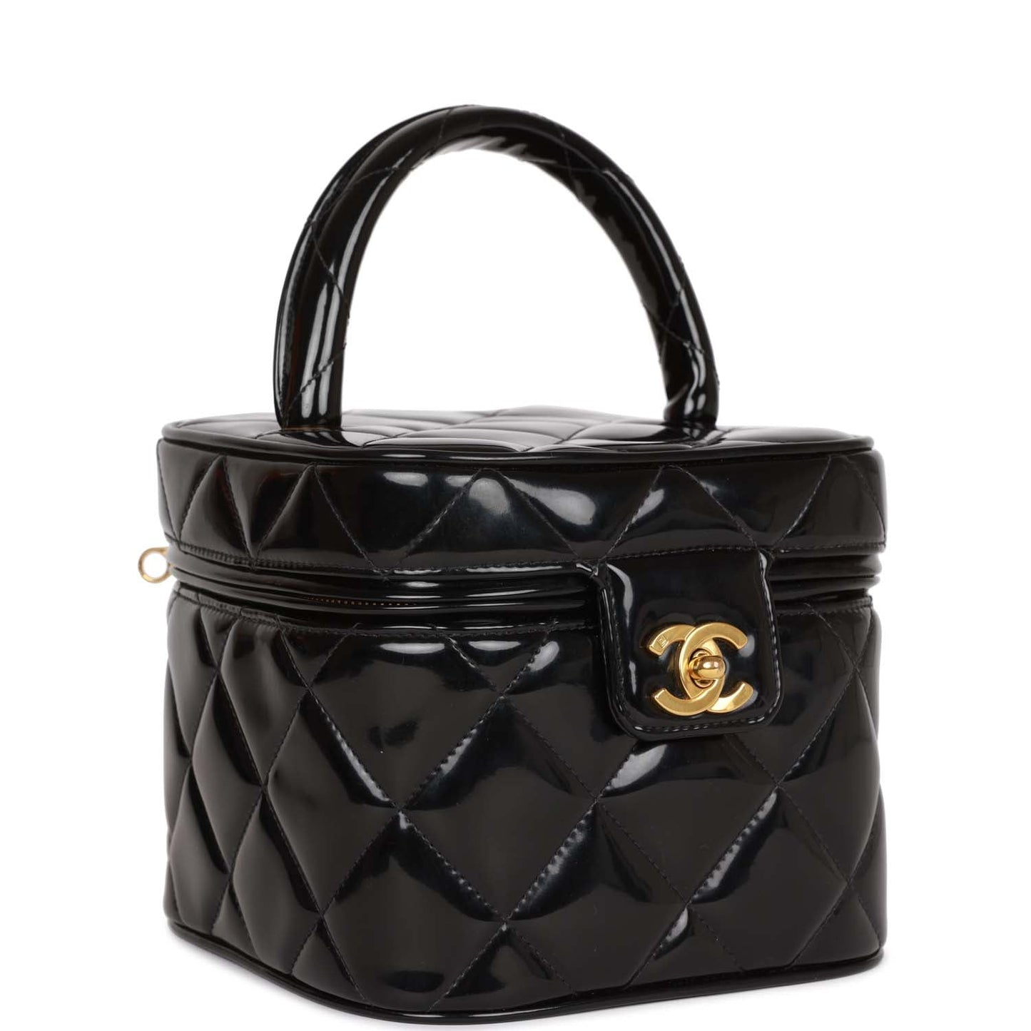 Chanel Vanity Heart Mirror Bag Black Patent Gold Hardware