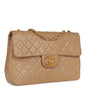 Chanel Xl Maxi Flap Bag Beige Lambskin Gold Hardware
