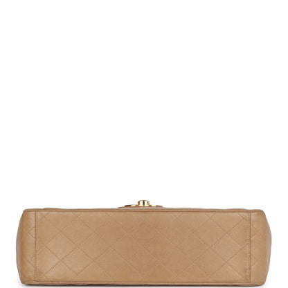 Chanel Xl Maxi Flap Bag Beige Lambskin Gold Hardware