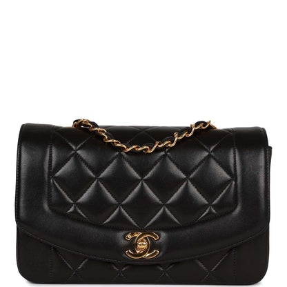 Chanel Small Diana Flap Bag Black Lambskin Gold Hardware