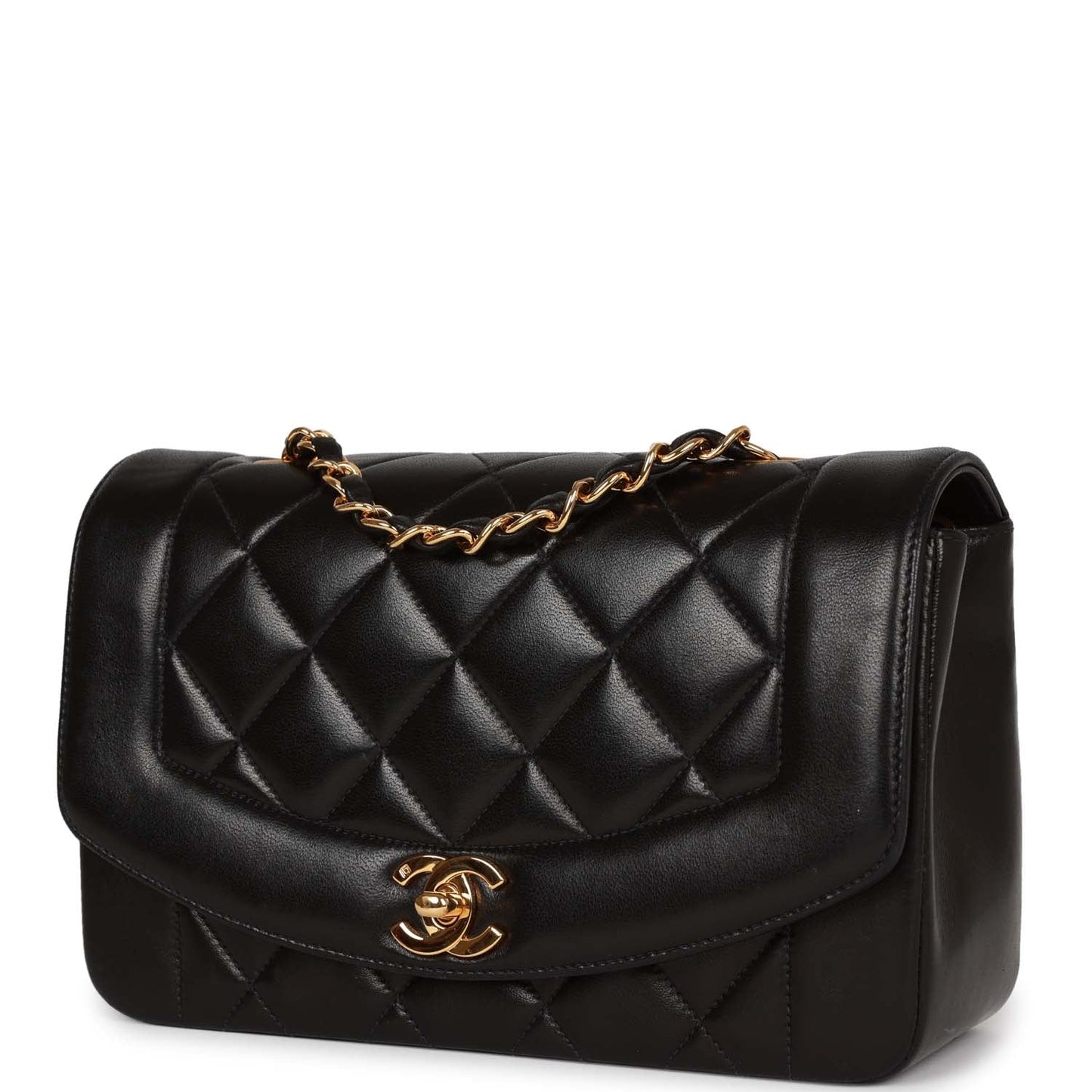 Chanel Small Diana Flap Bag Black Lambskin Gold Hardware