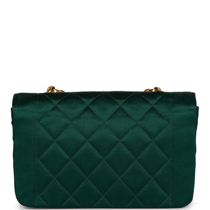 Chanel Mini Flap Bag Green Satin Gold Hardware