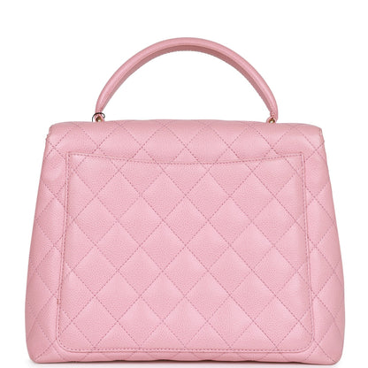 Chanel Kelly Handle Flap Bag Pink Caviar Gold Hardware