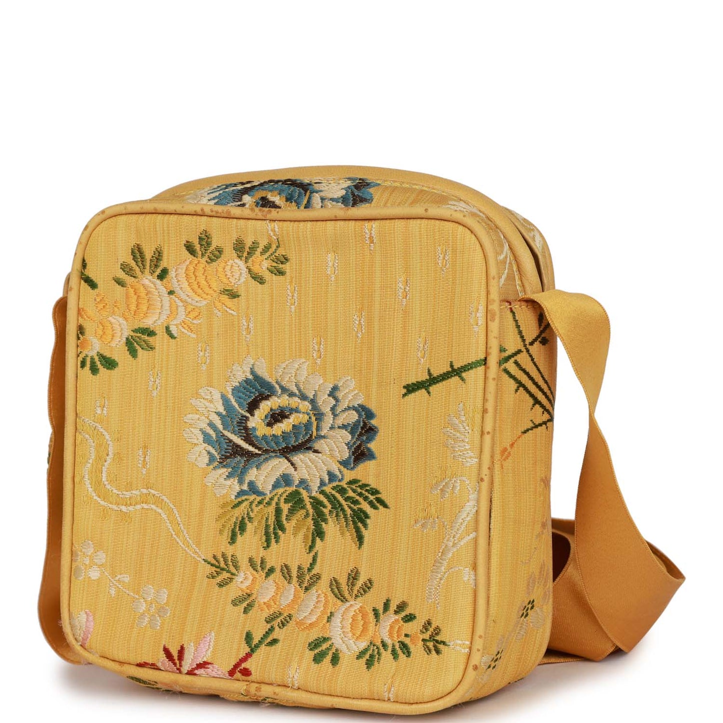 Chanel Brocade Camera Bag Yellow Silk Gold Hardware