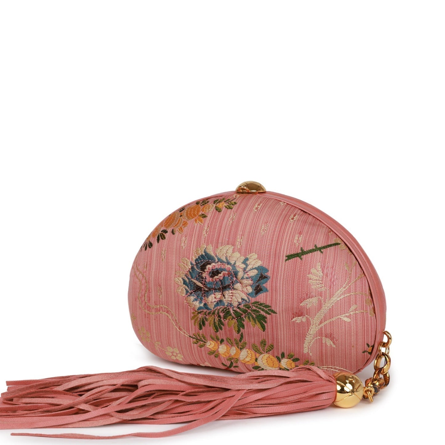 Chanel Timeless Clutch Rose Pink Brocade Silk Gold Hardware