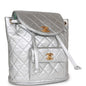 Chanel Duma Backpack Silver Metallic Lambskin Gold Hardware