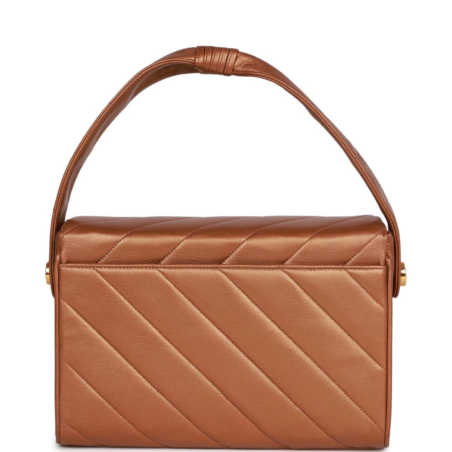 Chanel Flap Bag Bronze Diagonal Quilted Calfskin Gold Hardware