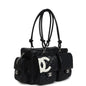 Chanel Large Cambon Ligne Reporter Bag Black And White Lambskin Silver Hardware