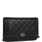 Chanel Wallet On Chain WOC Boy Black Lambskin Aged Silver Hardware