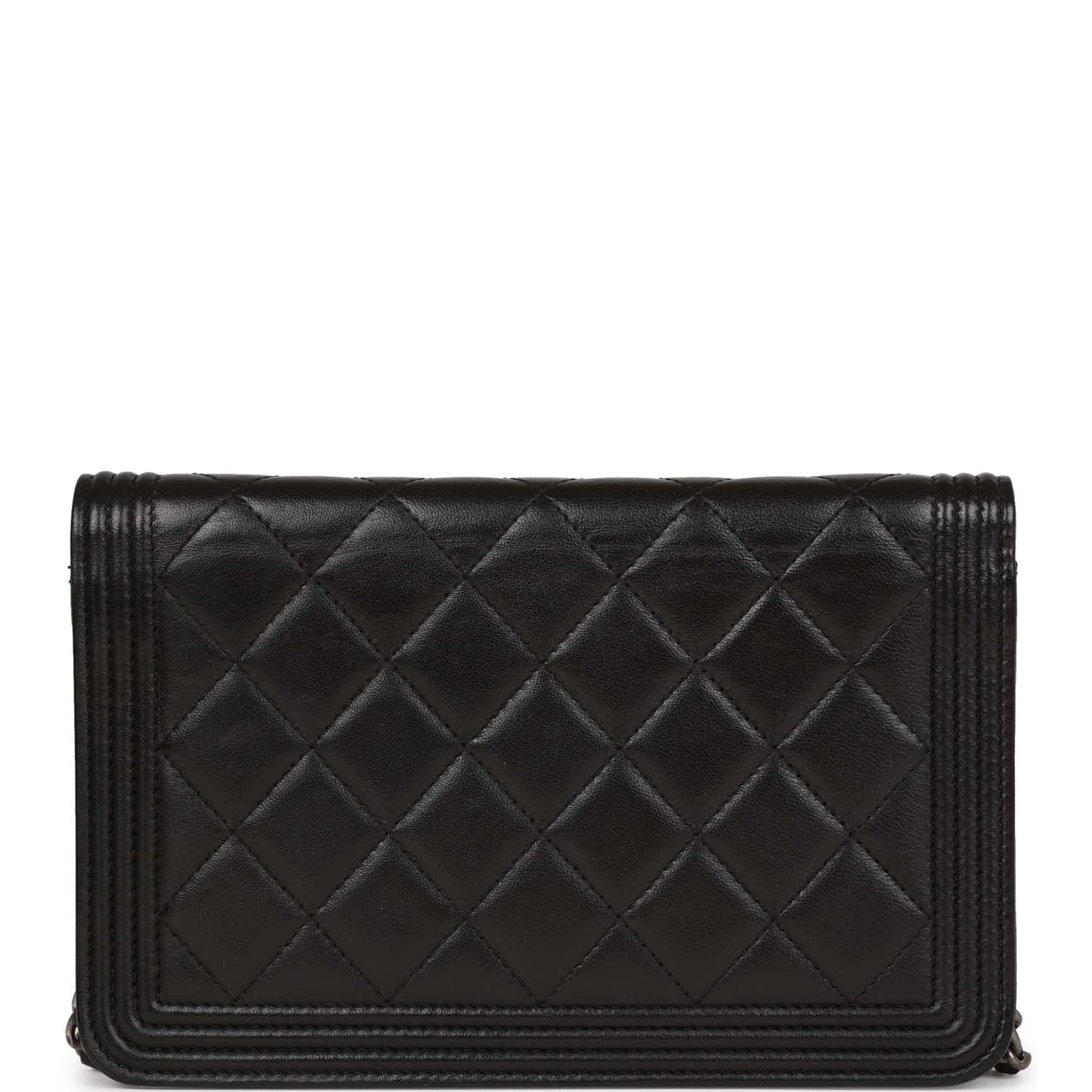 Chanel Wallet On Chain WOC Boy Black Lambskin Aged Silver Hardware