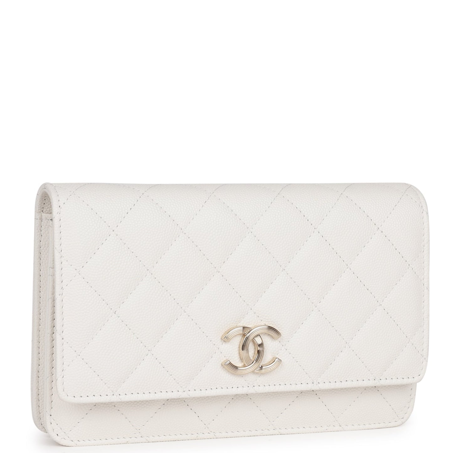 Chanel Wallet On Chain WOC White Caviar Light Gold Hardware