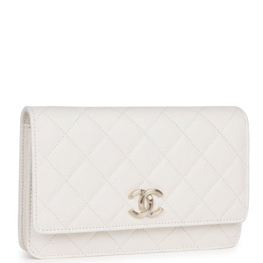 Chanel Wallet On Chain WOC White Caviar Light Gold Hardware