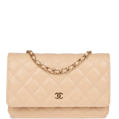 Chanel Wallet On Chain WOC Beige Caviar Gold Hardware