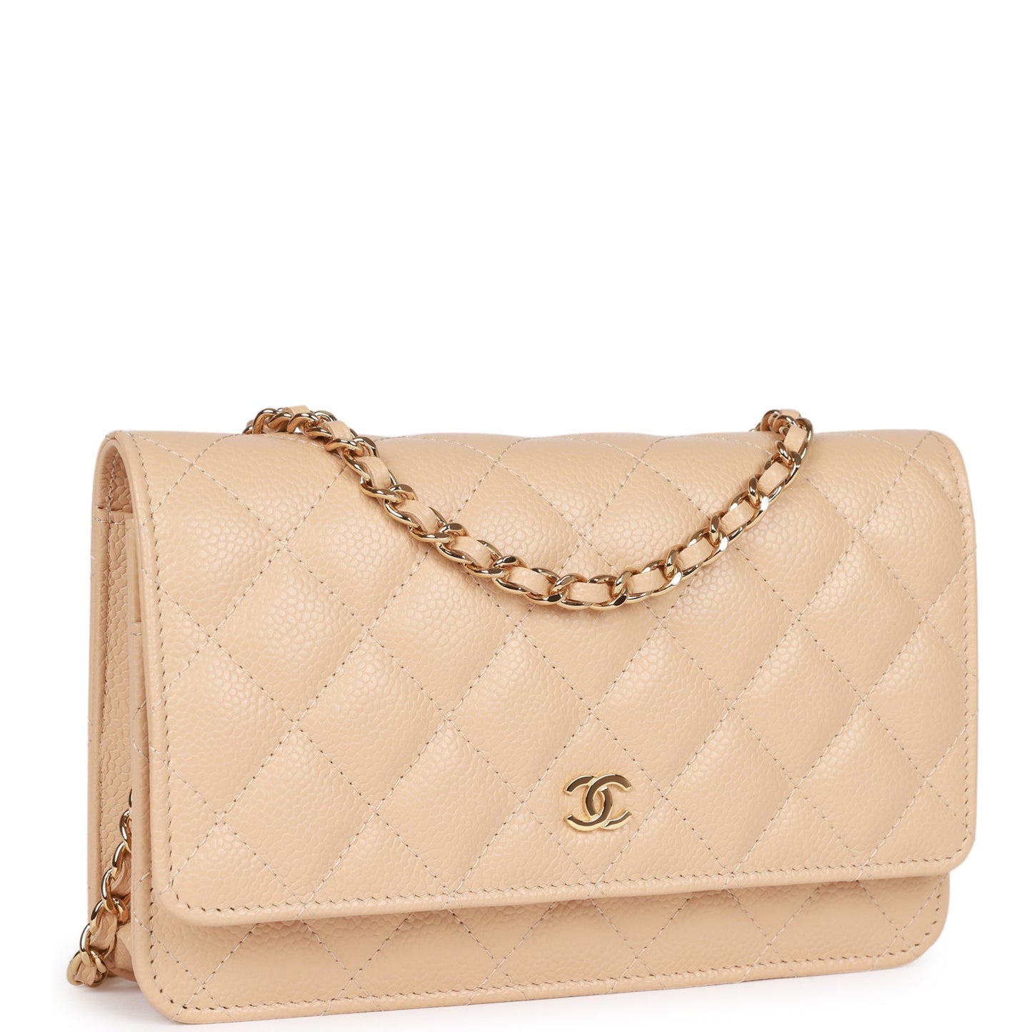Chanel Wallet On Chain WOC Beige Caviar Gold Hardware
