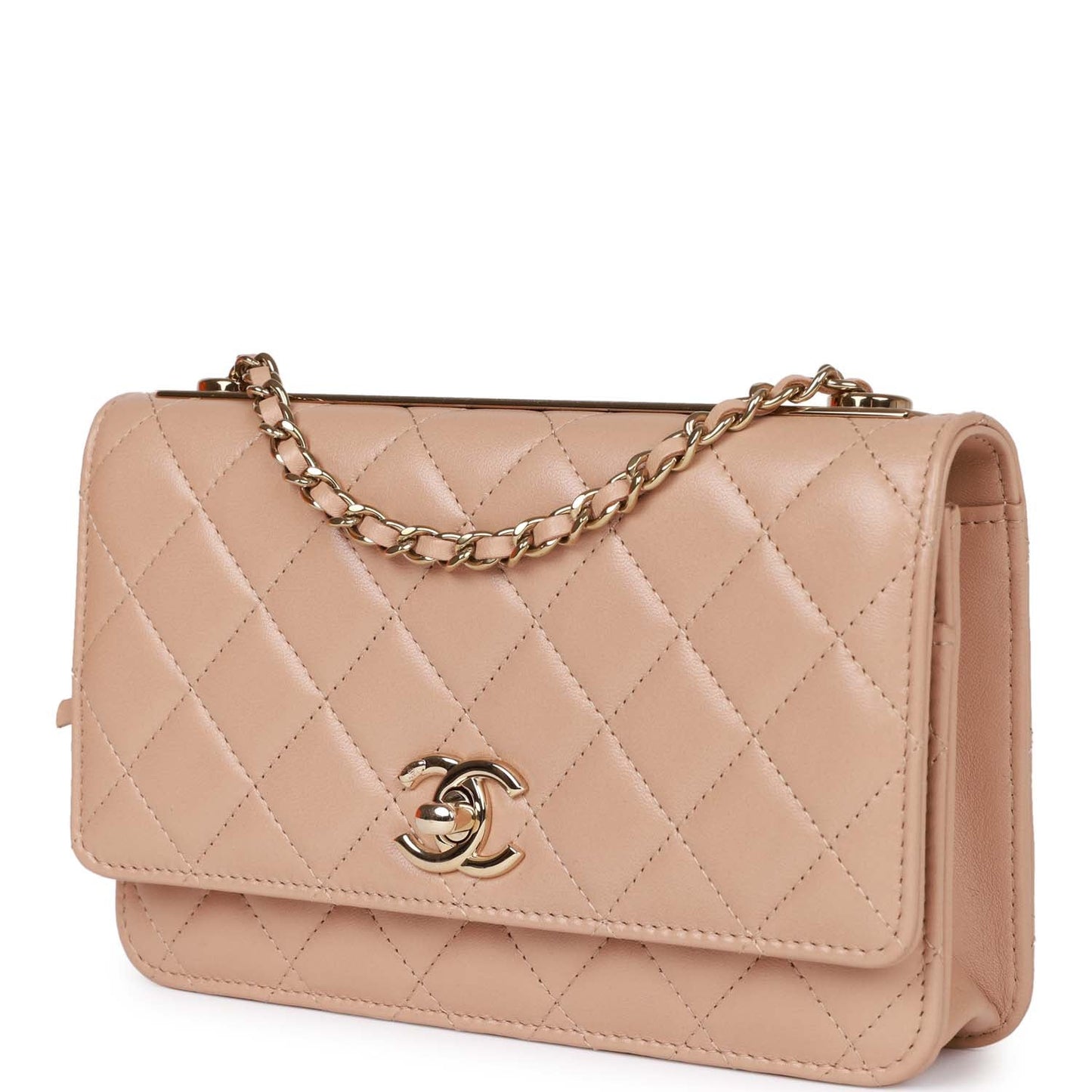 Chanel Trendy Cc Wallet On Chain WOC Beige Lambskin Gold Hardware